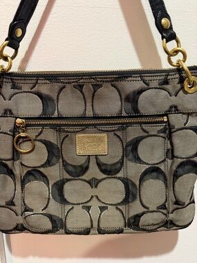 COACH #18135 - Black Signature "C" Poppy Lurex Tote